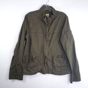 Old Navy Utility Jacket Womens Large Olive Green Military Anorak Full Zip Pocket
